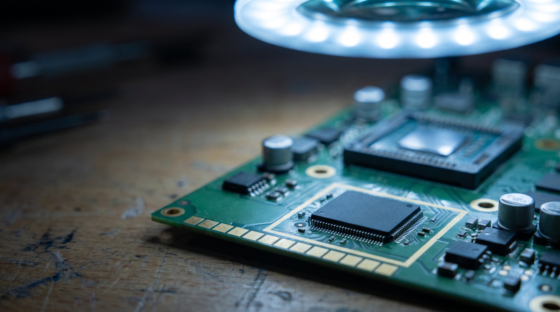 Circuit board under a ring light